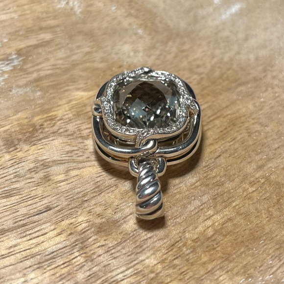 David Yurman Sterling Silver Diamond Prasiolite Labyrinth Enhancer Pendant - Picture 7 of 16